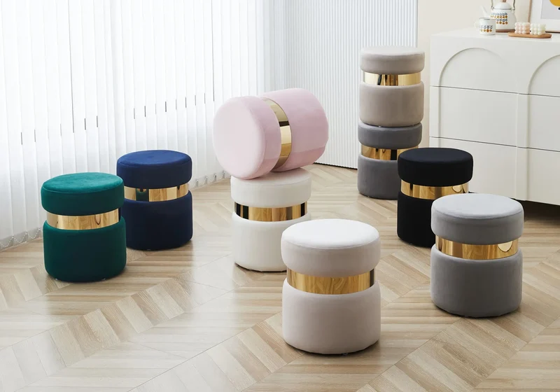 Pouf design doré velours moka - Isy