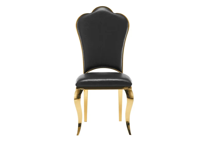 Chaises baroques médaillon en simili noir doré - Udo x4