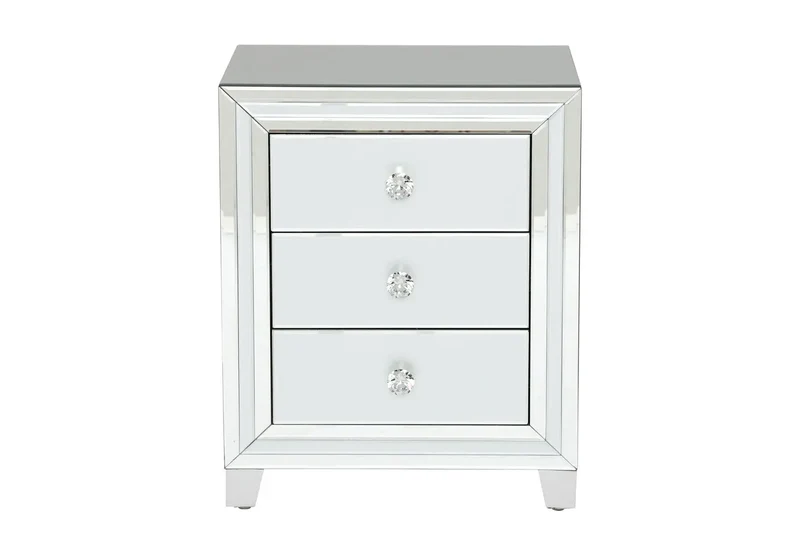 Table chevet miroir blanc - Diva