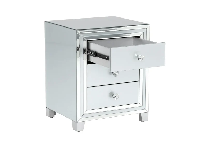 Table chevet miroir blanc - Diva