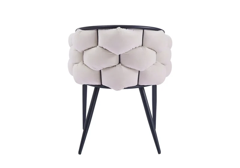Fauteuil de table velours beige pieds noirs - Cloud x2