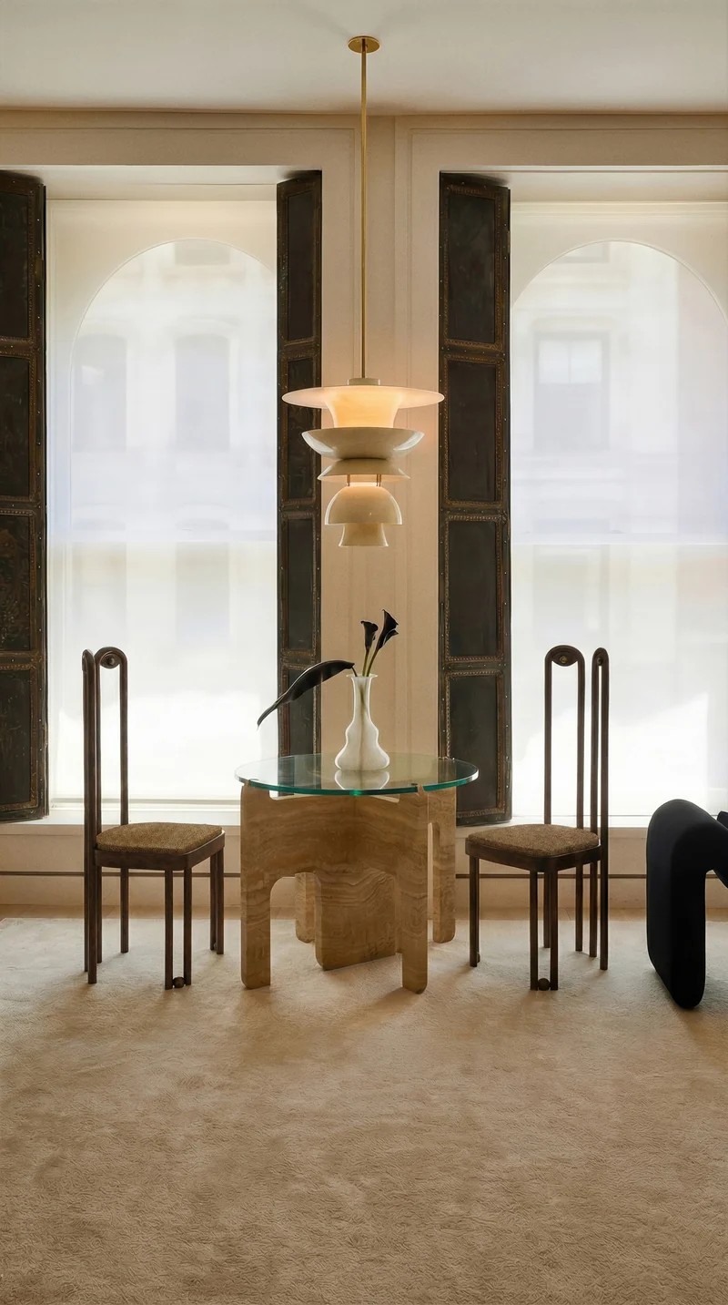 DĪDA Chair II – Solid Dark Walnut with Dedar Upholstery