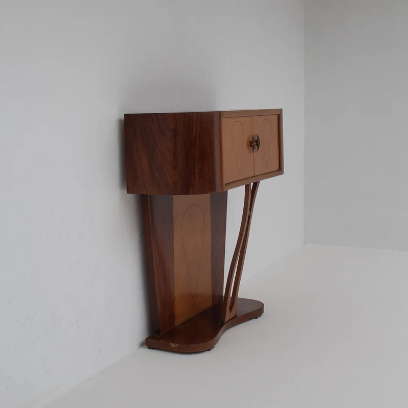 Art Deco Walnut Console with Inlay Details