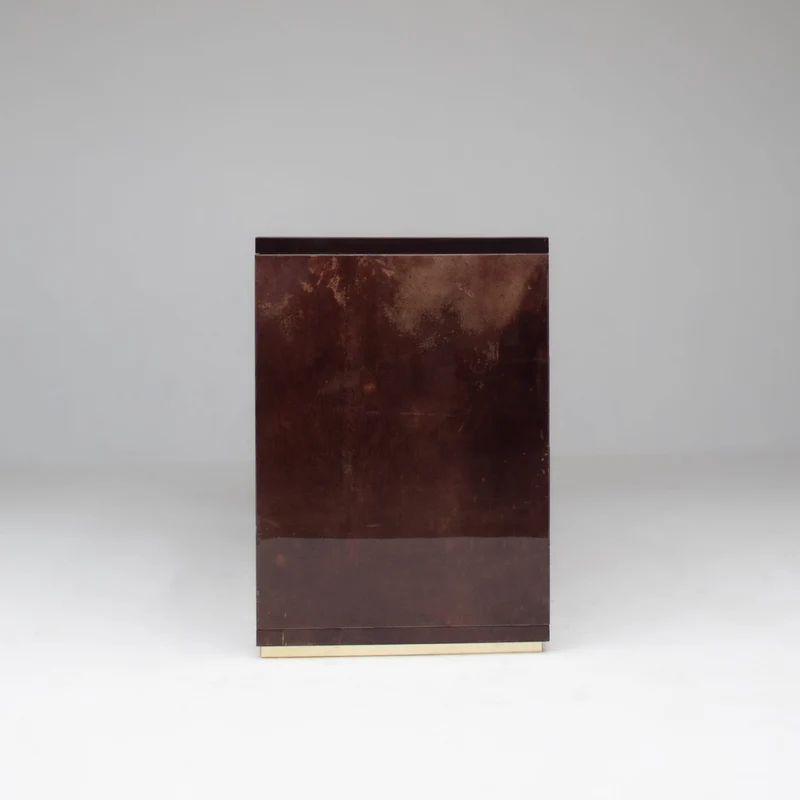 Aldo Tura Cabinet in Brown Lacquer with Brass Details