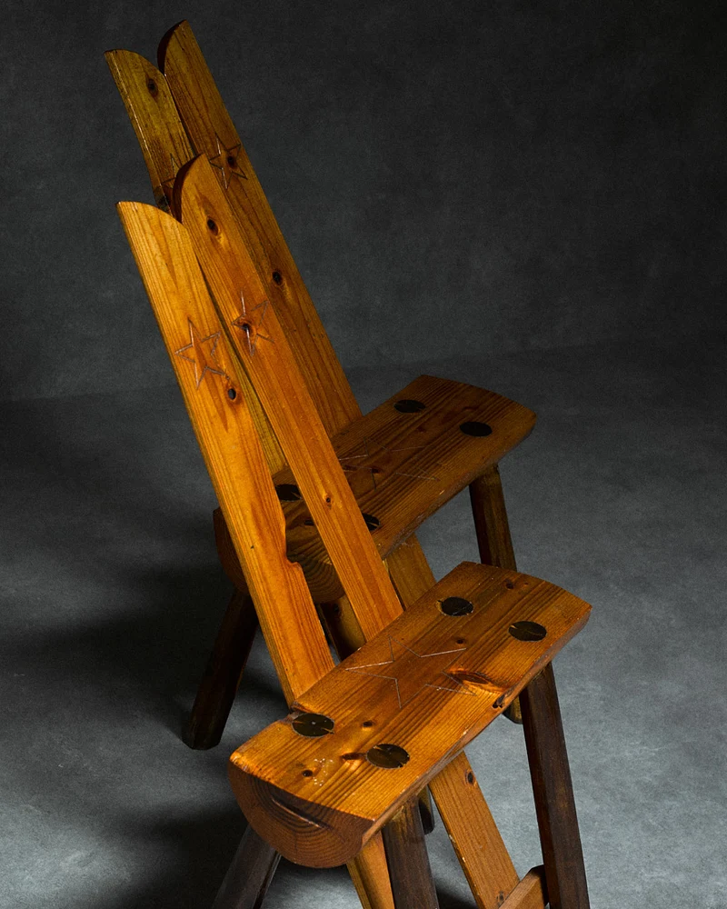 Set of 4 Folk-art Pine Chairs from the Italian Alps