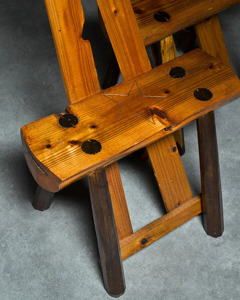 Set of 4 Folk-art Pine Chairs from the Italian Alps