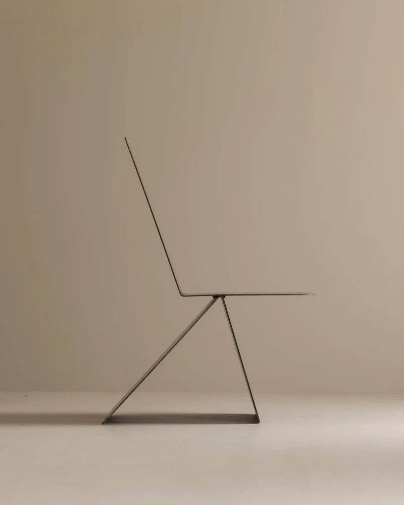 Prototype Modernist architectural side chair in folded sheet steel, 1980s