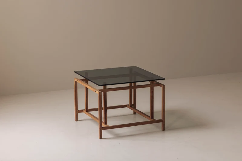 Elegant geometric oak side table by Henning Nørgaard for Komfort Møbler, Denmark 1970s