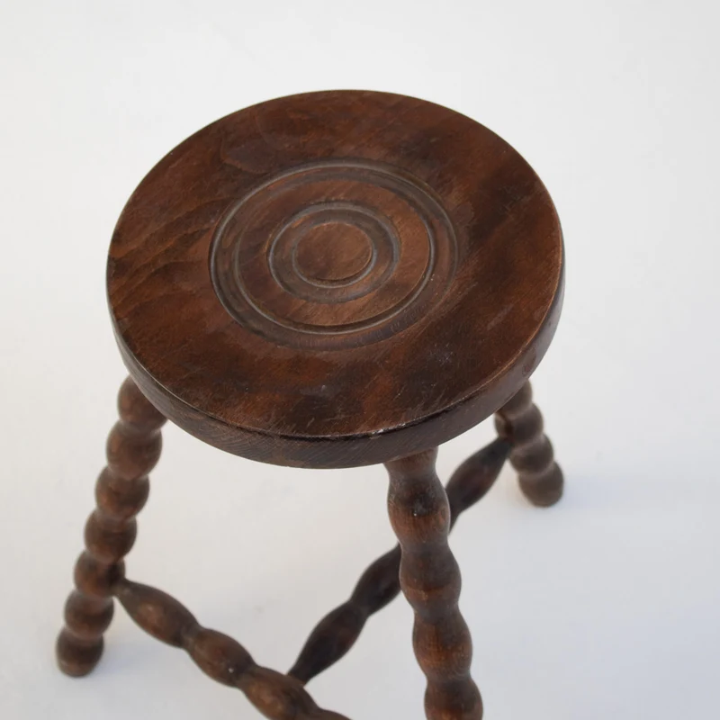 Pair of Vintage Wooden Bobbin Stools