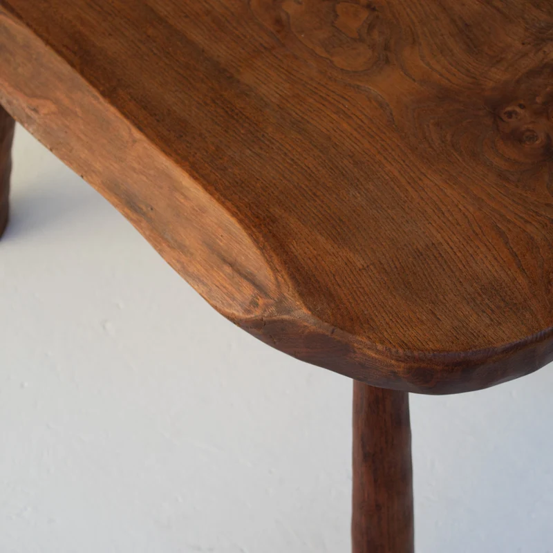 Brutalist Solid Wood Side Table in Oak