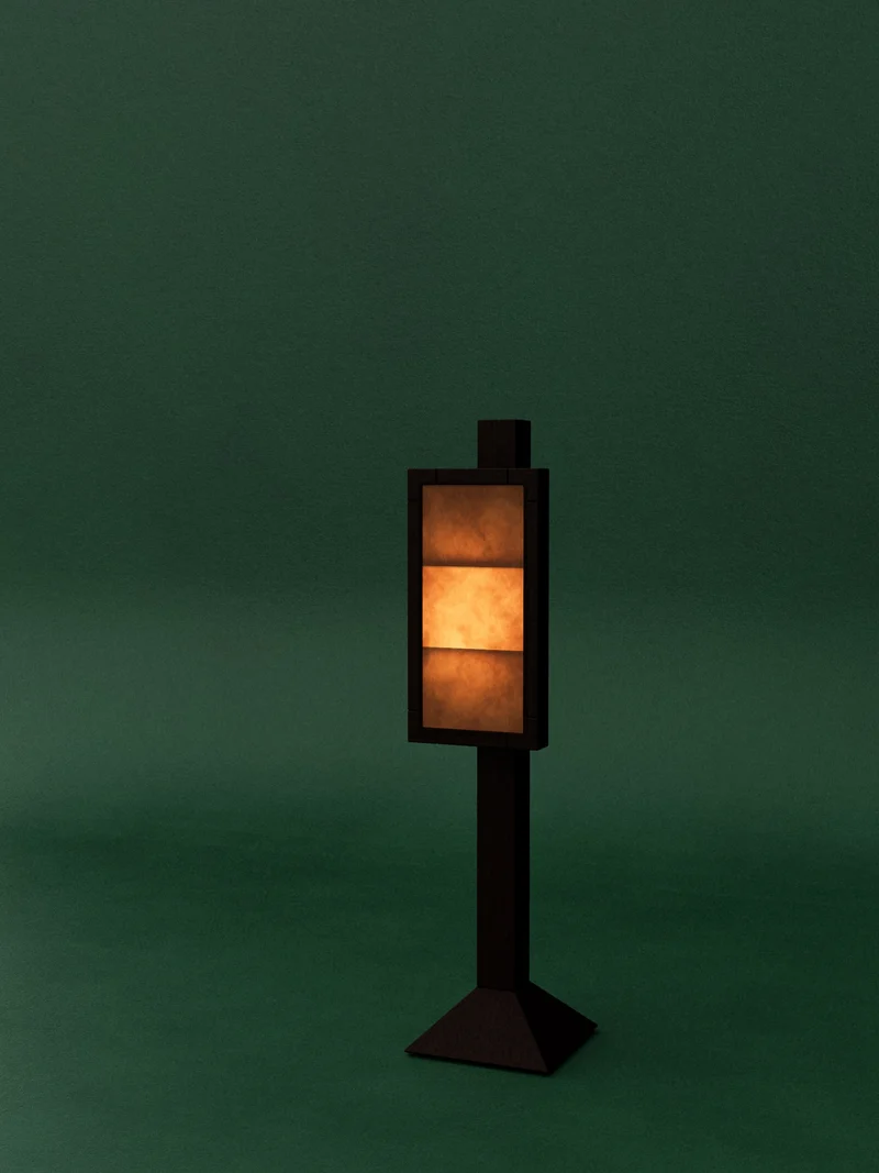 Floor lamp in exotic wood and Paper