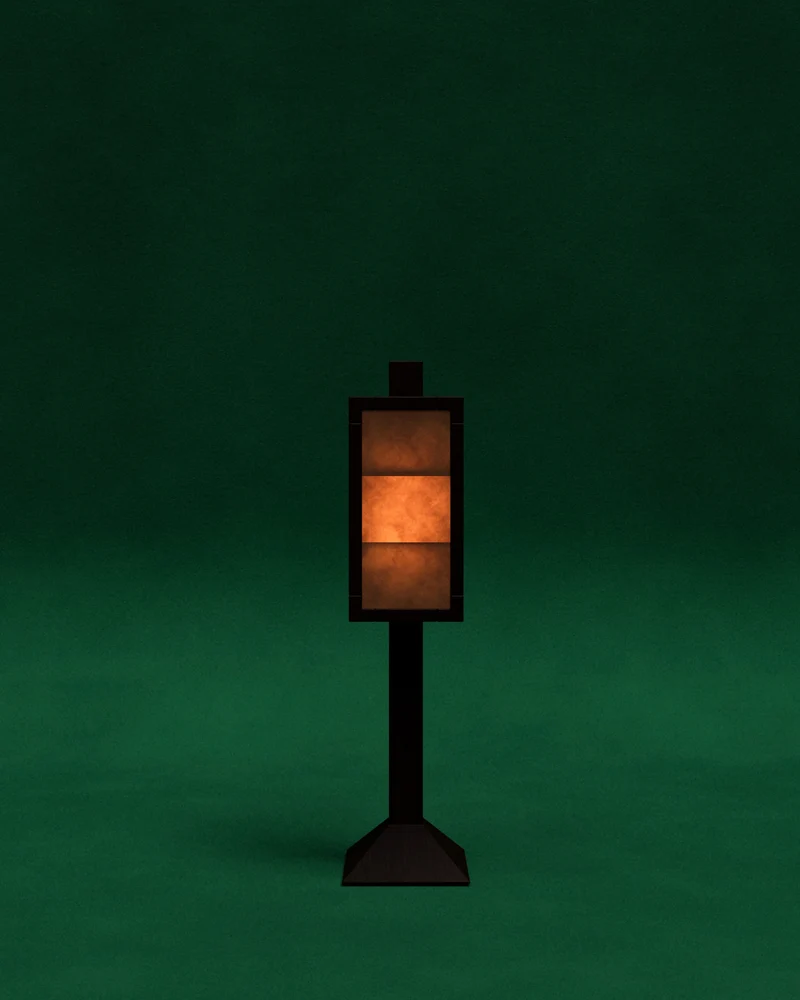 Floor lamp in exotic wood and Paper