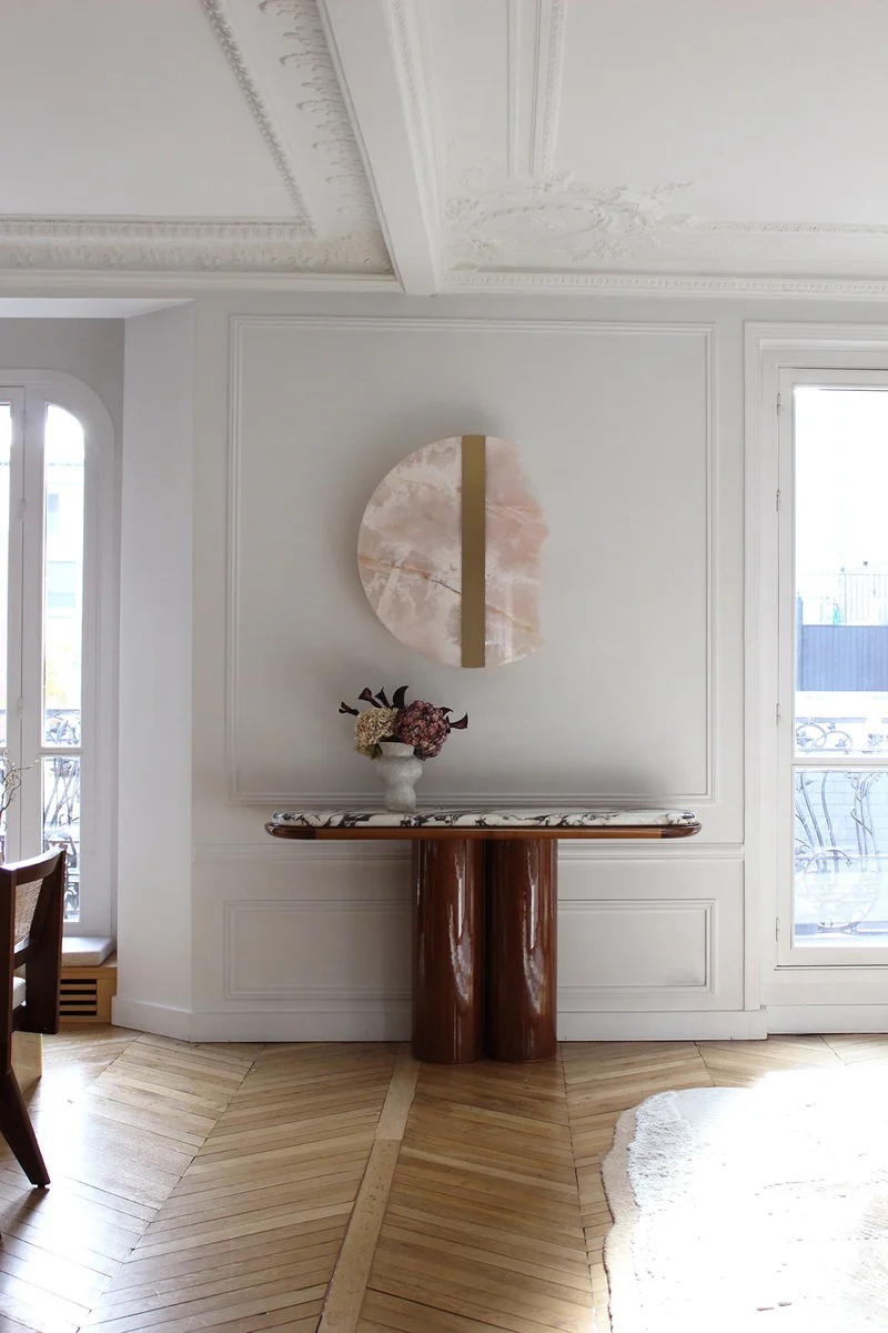 Ida Wood And Calacatta Viola Marble Console