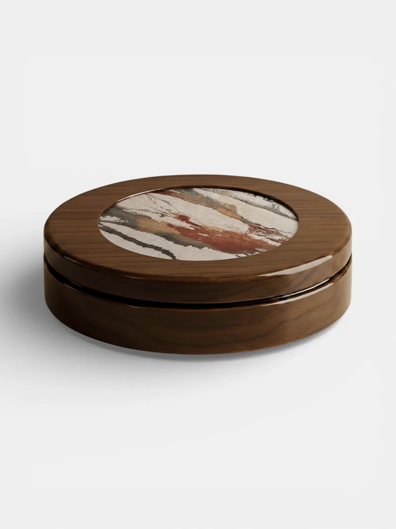 Yoyo Wooden And Breccia Fantastique Marble Coffee Table