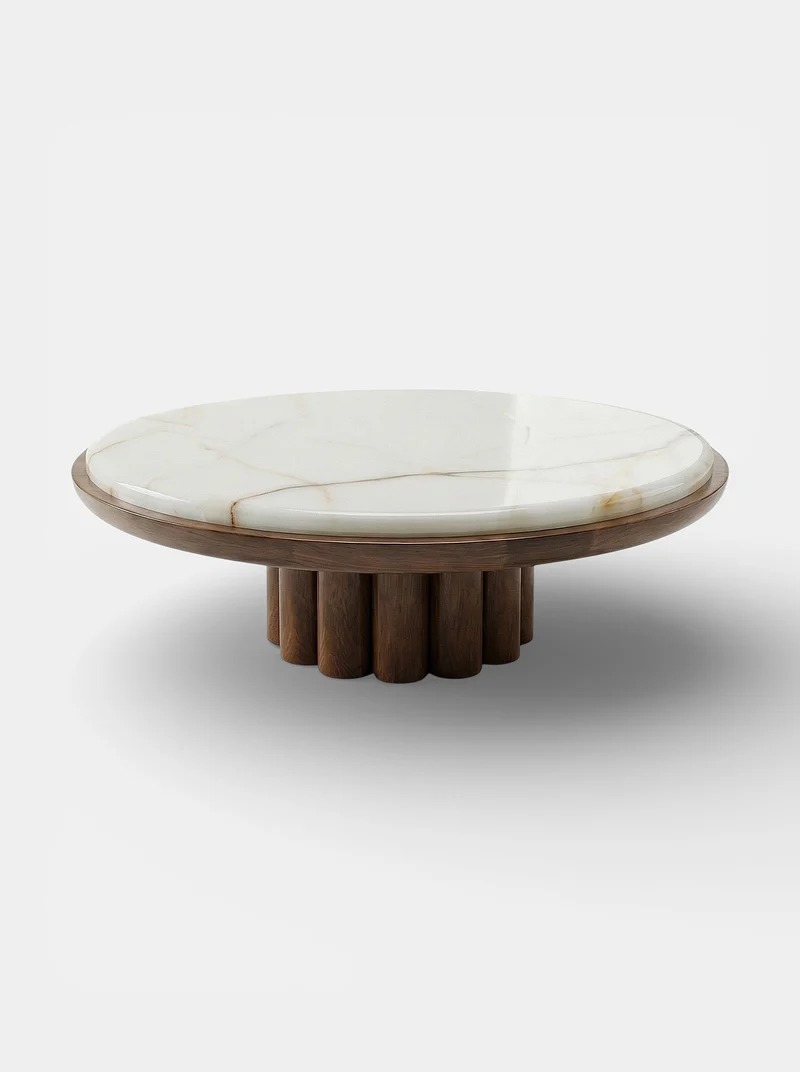 Edoni Wood and Shell Onyx Coffee Table