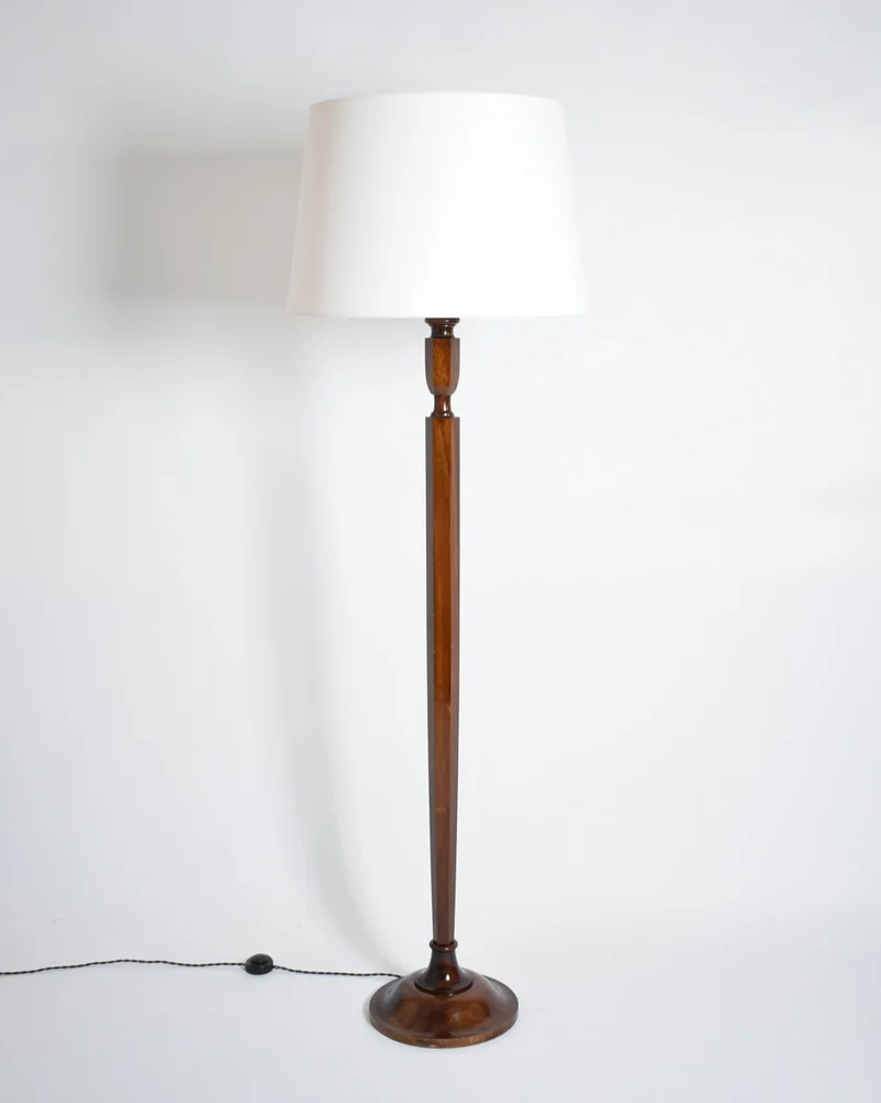 Vintage Art Deco Mahogany Floor Lamp, 1940s