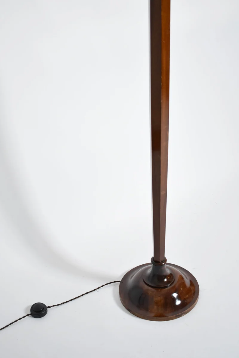 Vintage Art Deco Mahogany Floor Lamp, 1940s