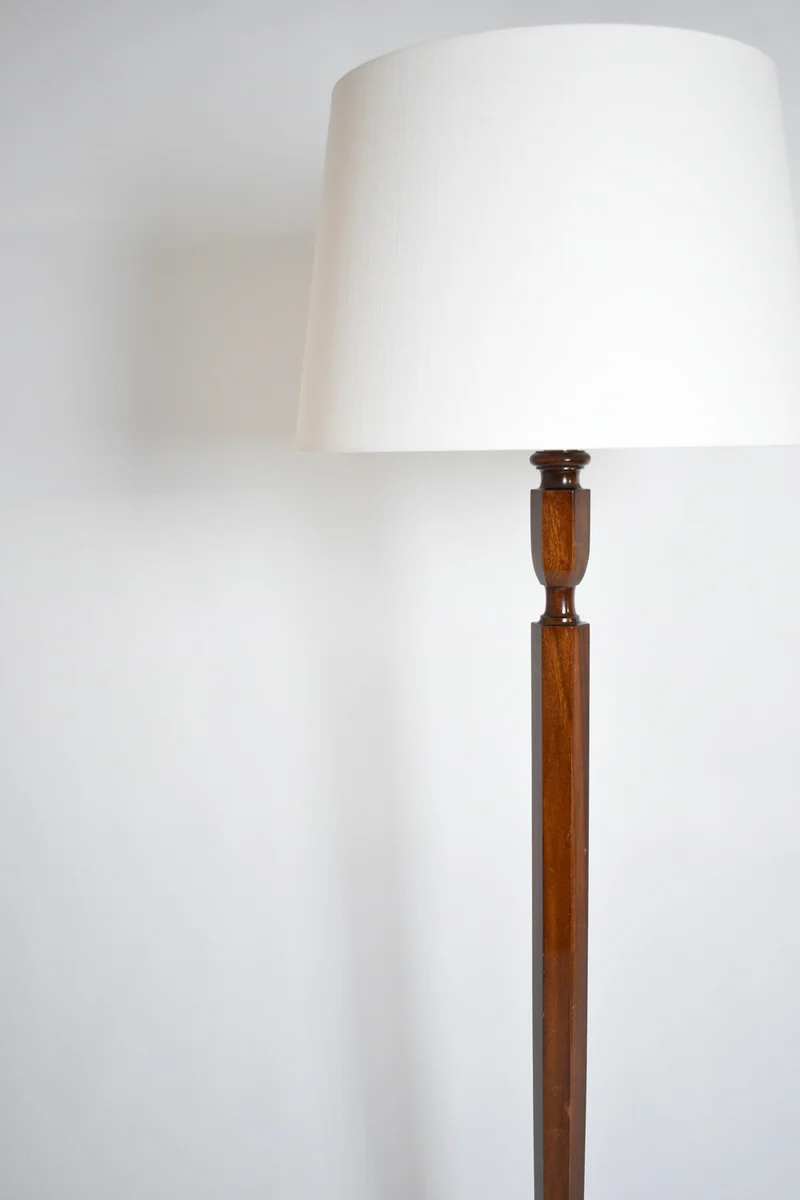 Vintage Art Deco Mahogany Floor Lamp, 1940s
