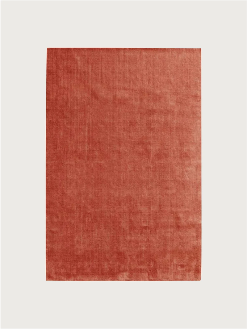 Hand-woven Rug in New Zealand Wool, Rouille