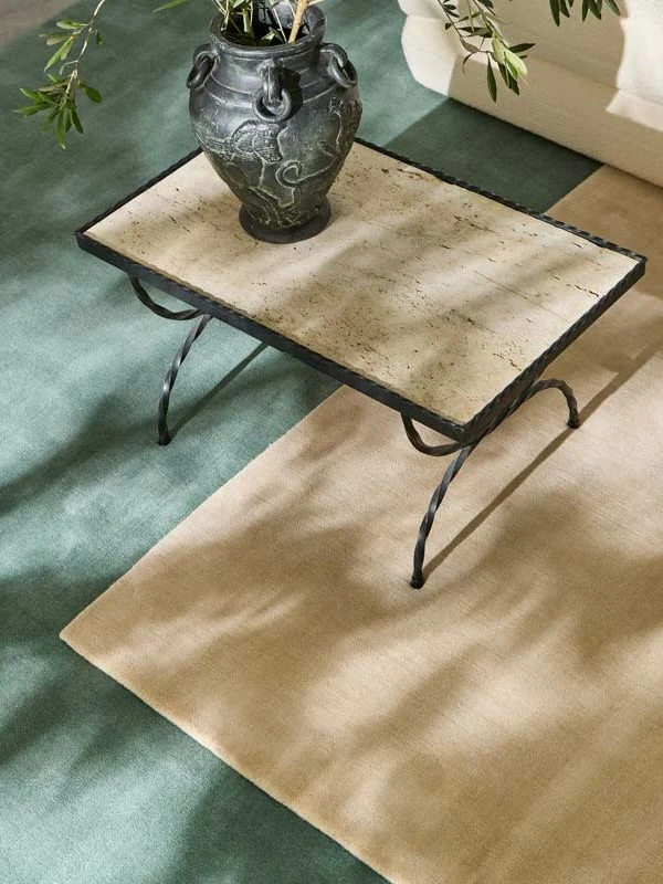 Hand-woven Rug in New Zealand Wool. Pale Blue