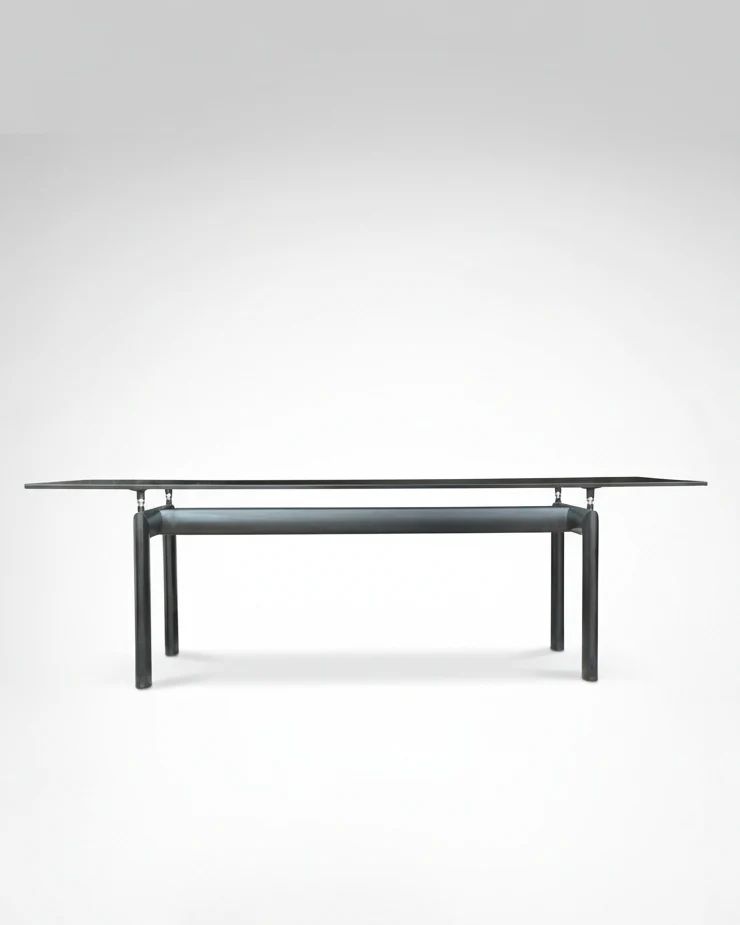 LC6 glass and metal dining table by Le Corbusier et al. for Cassina 1990s