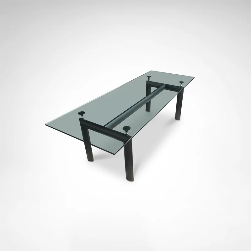 LC6 glass and metal dining table by Le Corbusier et al. for Cassina 1990s