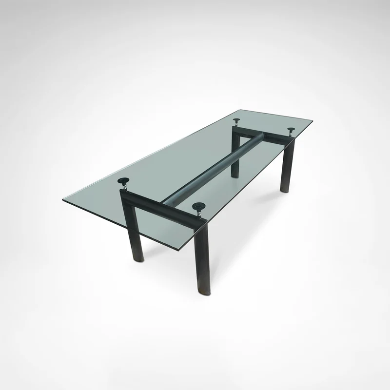 LC6 glass and metal dining table by Le Corbusier et al. for Cassina 1990s