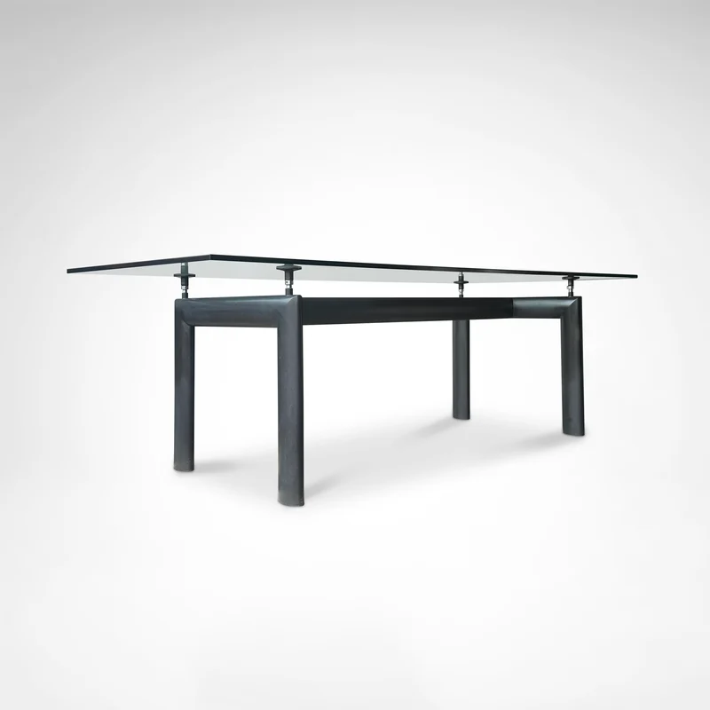 LC6 glass and metal dining table by Le Corbusier et al. for Cassina 1990s