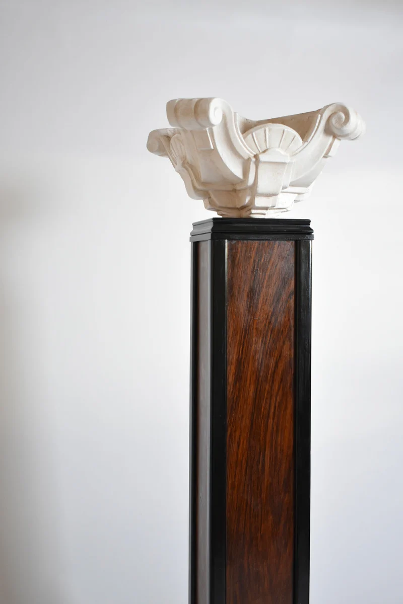 Vintage Art Deco Wood and Plaster Floor Lamp, 1930s