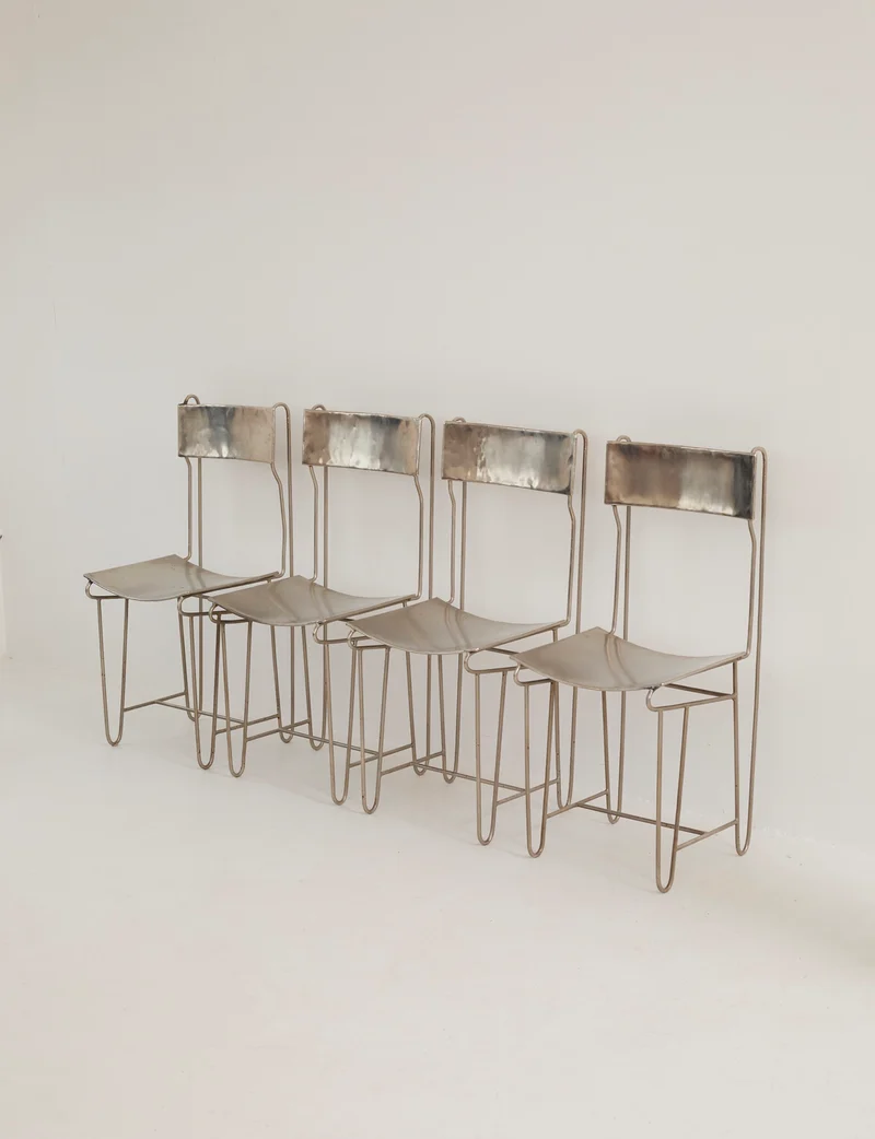 Set of 4 Metal Artist Dining Chairs from France Circa 1960-70
