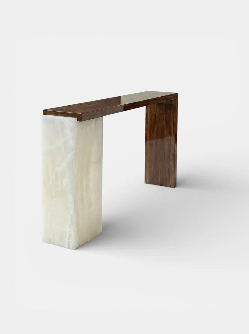 Jill Wood and White Onyx Console