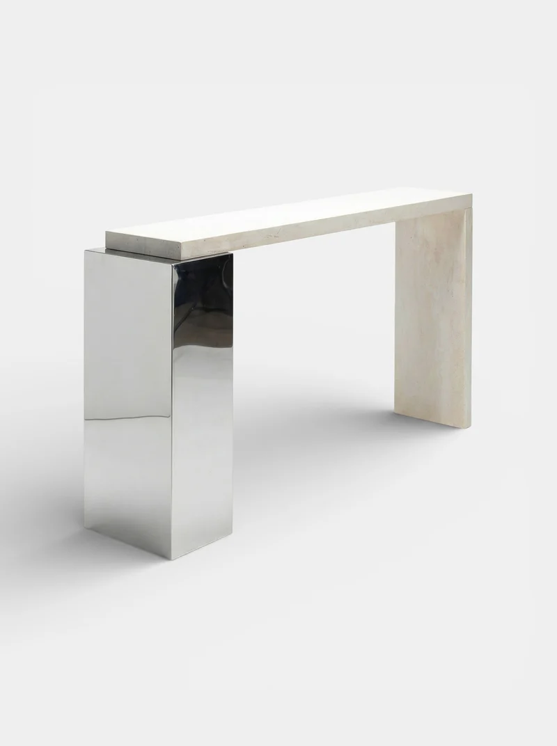 Jill Console Travertine & Inox