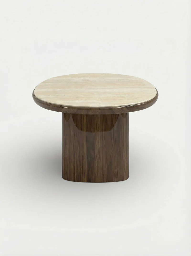Carla Wood And Travertine Dining Table