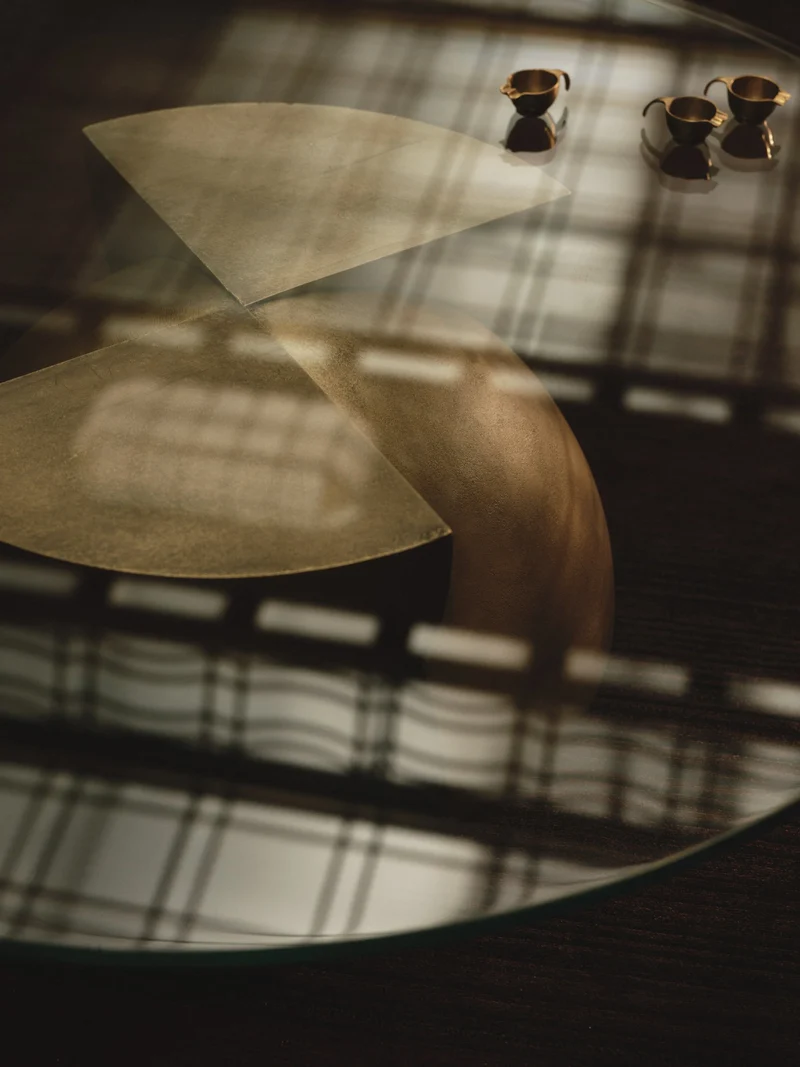 Axis Coffee Table in Glass and Cast Brass by Studio Brocky