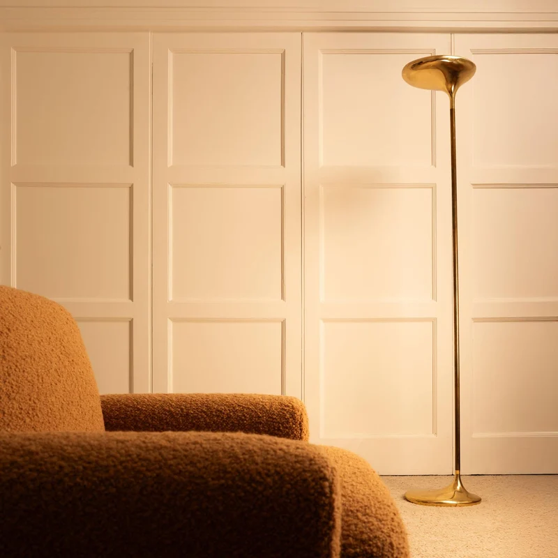 Vintage Santoni Floor Brass Uplighter, 1970s