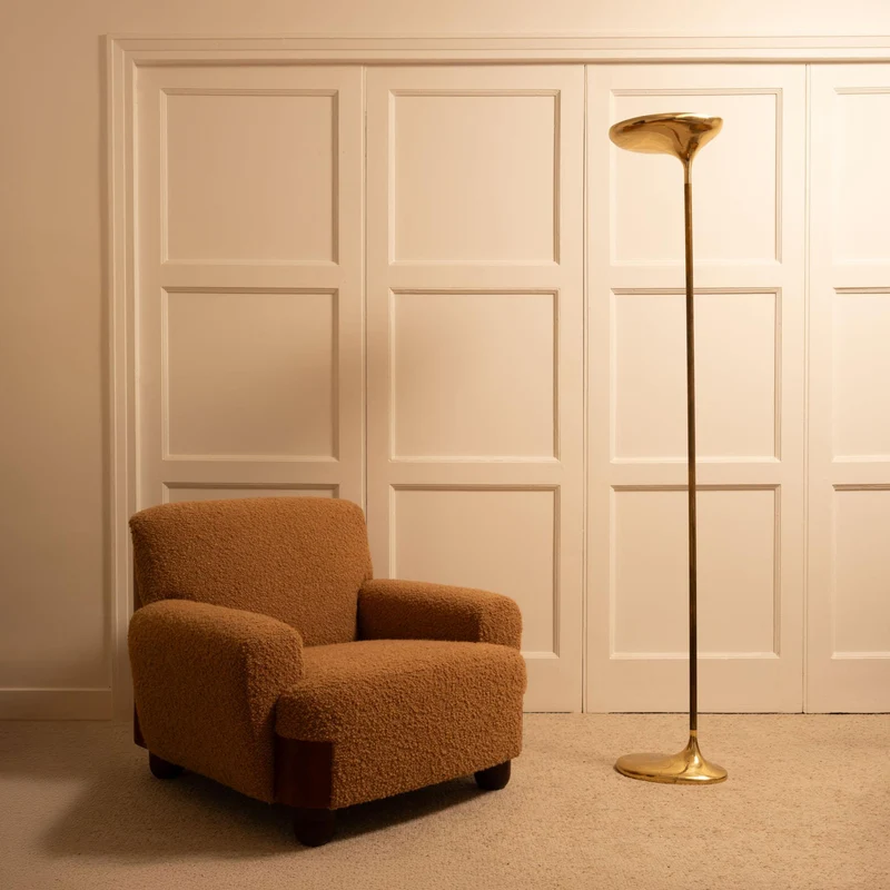 Vintage Santoni Floor Brass Uplighter, 1970s