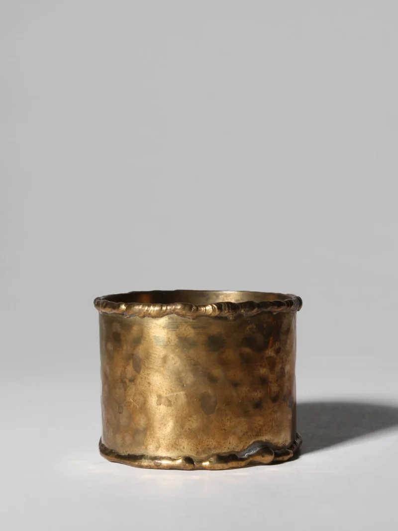 Textured Brass Napkin Rings Set