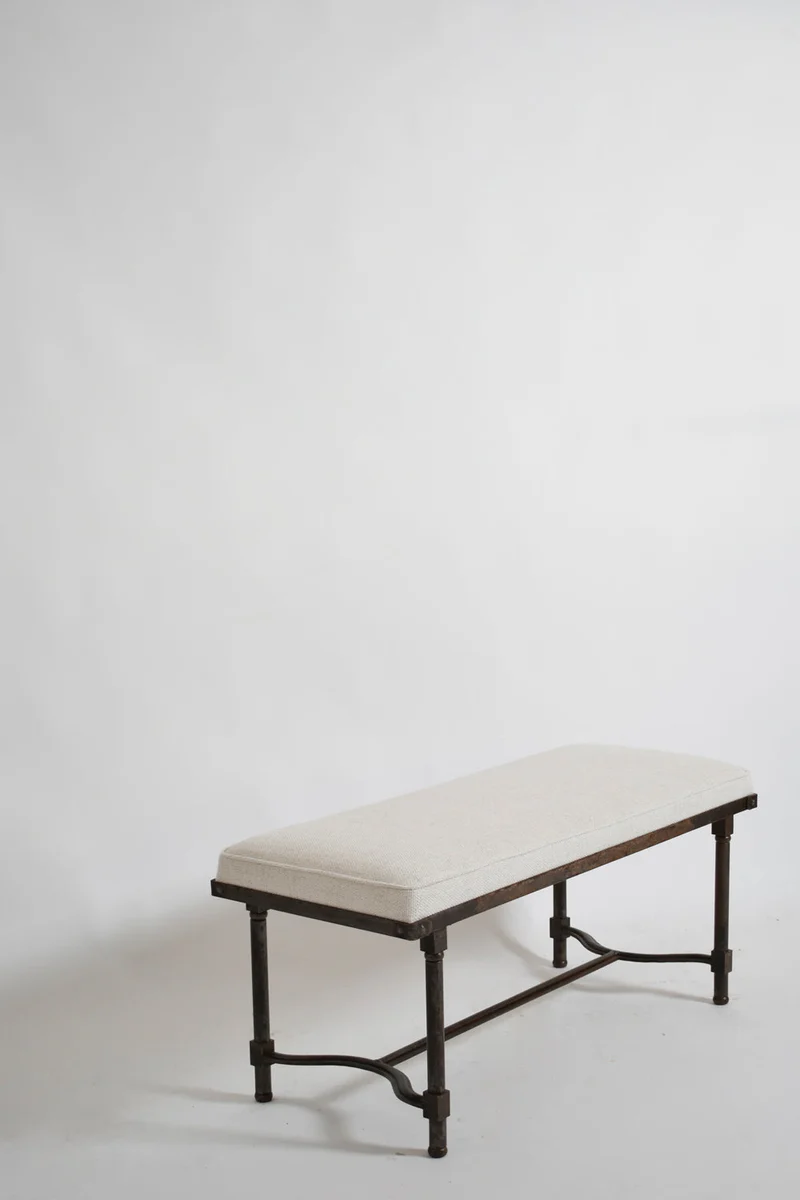 Rectangular wrought iron bench, 1960s