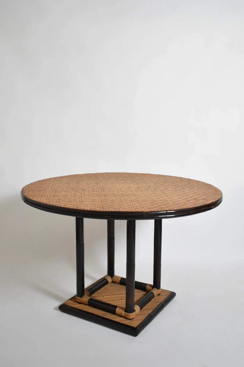 Bicolor round rattan dining table