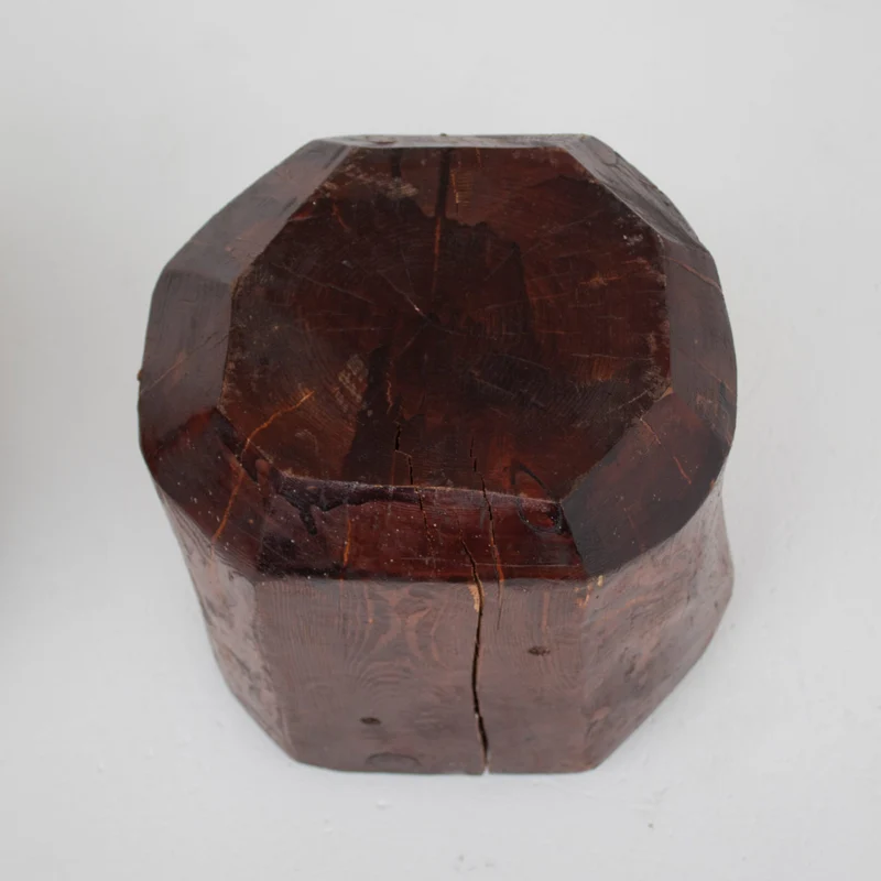Sculptural Solid Wood Stools – Pair of Two Primitive Blocks