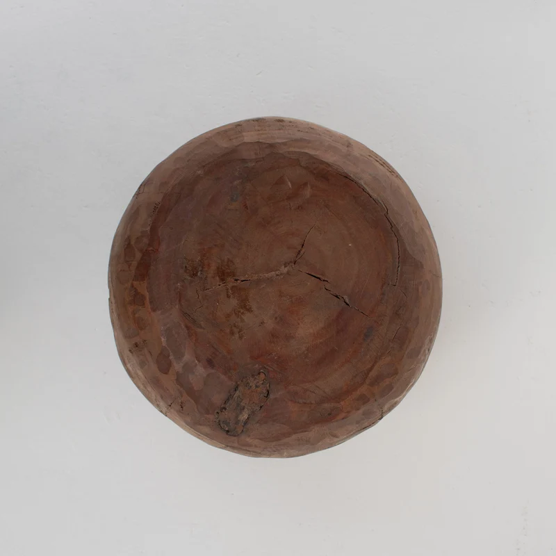 Sculptural Solid Wood Stool in Warm Natural Patina