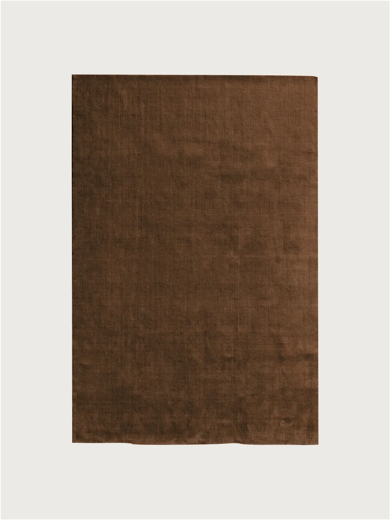 Hand-woven Rug in New Zealand Wool, Cacao Brown