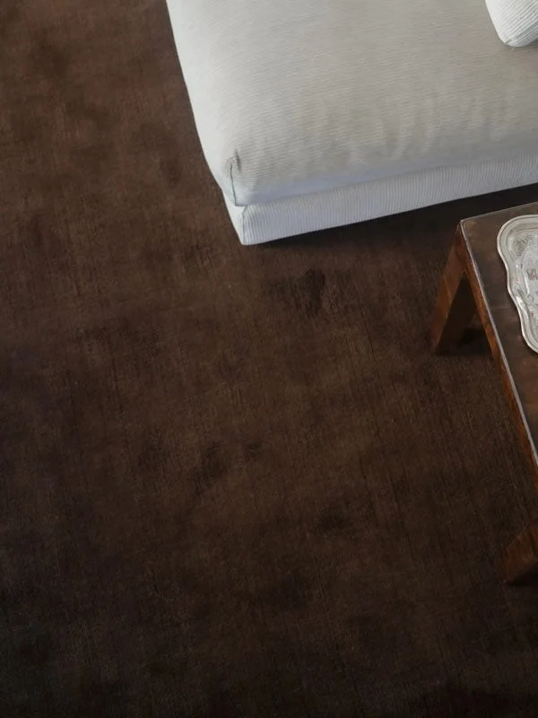 Hand-woven Rug in New Zealand Wool, Cacao Brown