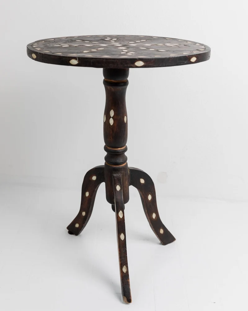 Early 19th Century Side Table, Dark Wood with Mother of Pearl Inlay