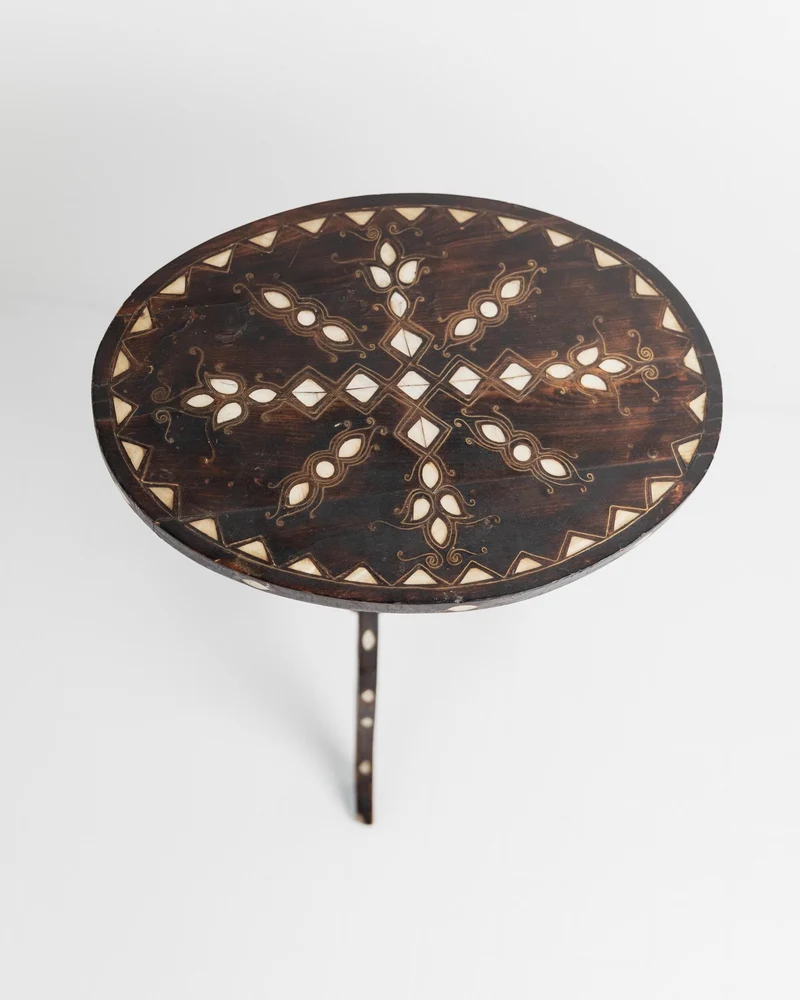 Early 19th Century Side Table, Dark Wood with Mother of Pearl Inlay