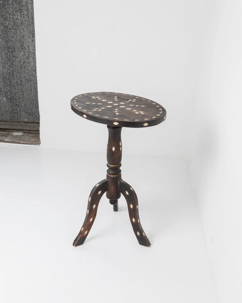 Early 19th Century Side Table, Dark Wood with Mother of Pearl Inlay