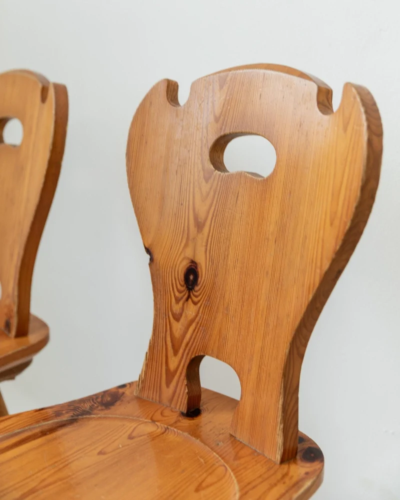 1960s Wooden Farmhouse Chairs Set of 3