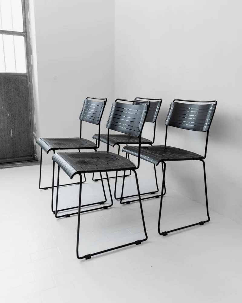 1980s Dining Chairs, Set of 4, Postmodern Design