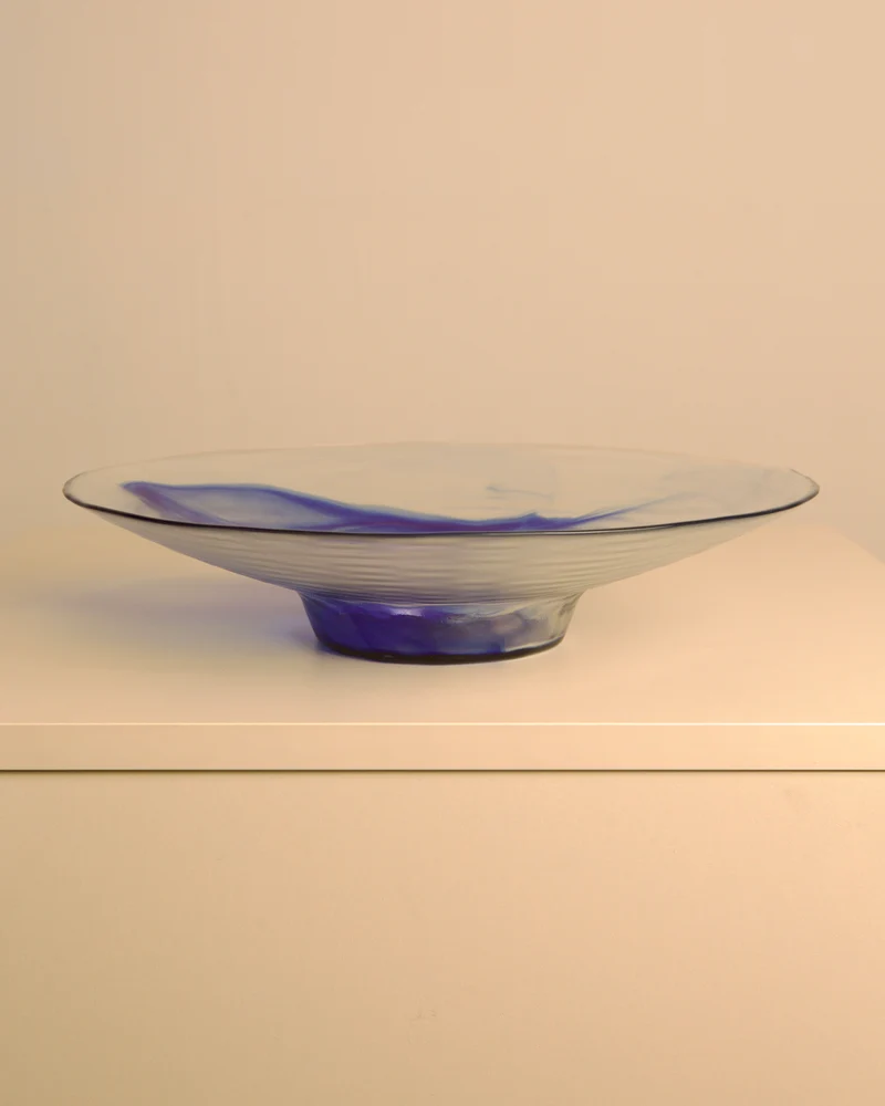 Large 80s Italian Circular Dish in Glass