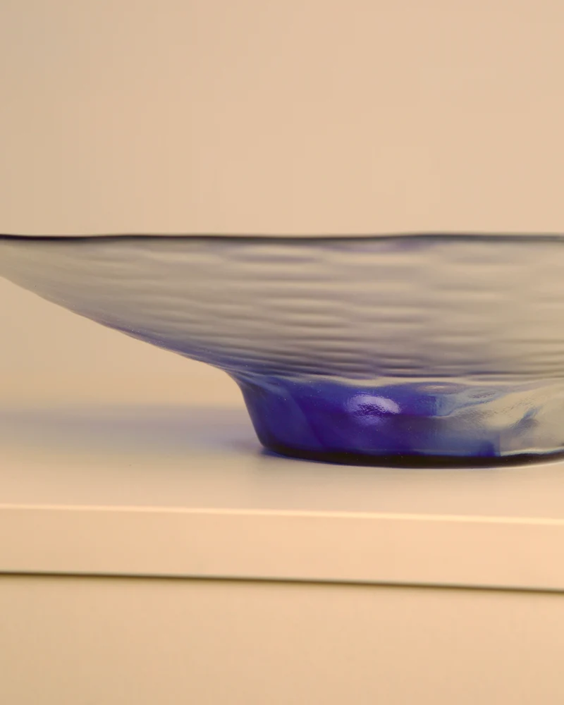 Large 80s Italian Circular Dish in Glass